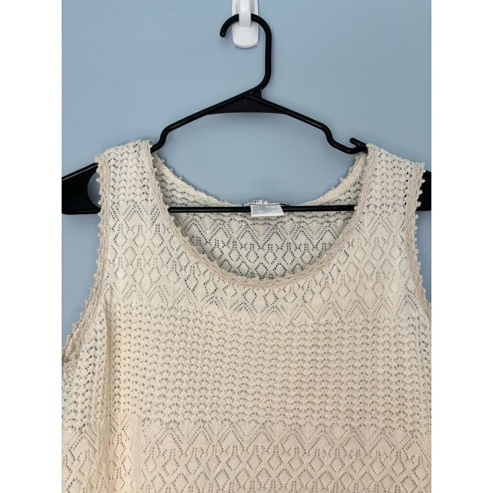 Vintage Nancy Bolen City Girls Tank Top Lace Ivory Lined Size Medium Cottagecore - Picture 5 of 5
